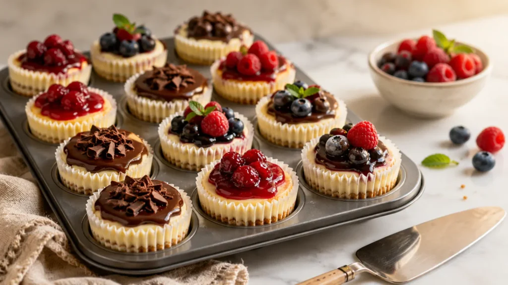 Bake mini cheesecakes in a muffin tin lined with cupcake liners for about $15 per dozen, then top with fruit compote or chocolate ganache. This is a go-to splurge-tier option for adult birthdays that still stays under $2 per serving.