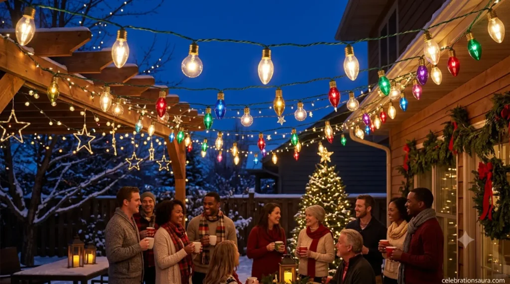 Christmas Lights With a String Bulb Cuticle Line