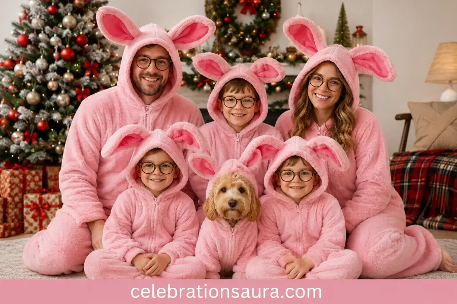 Christmas Story Bunny Suit Group Costume Ideas for Family Photos