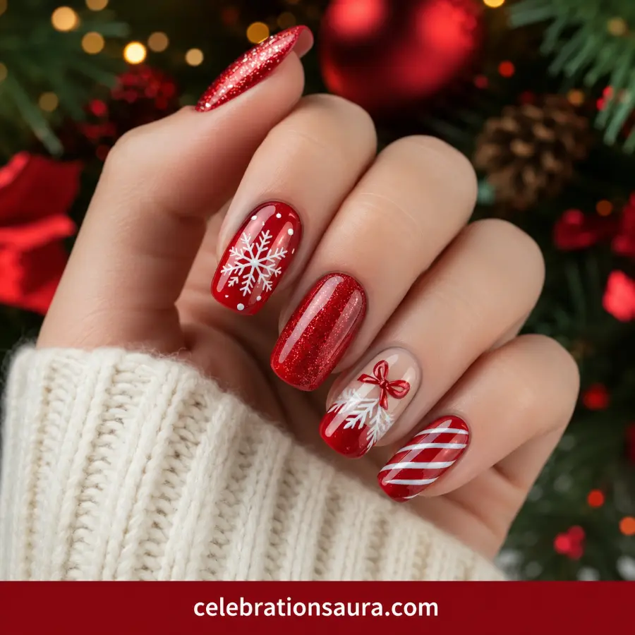 Christmas Red Nails Short and Sweet