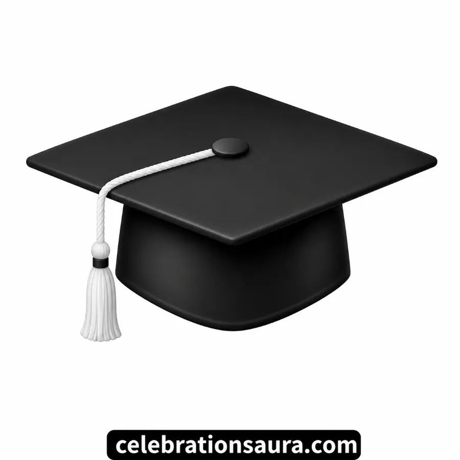 Black and white graduation cap emoji: