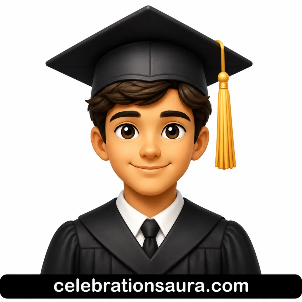 Boy/college graduation cap emoji: 