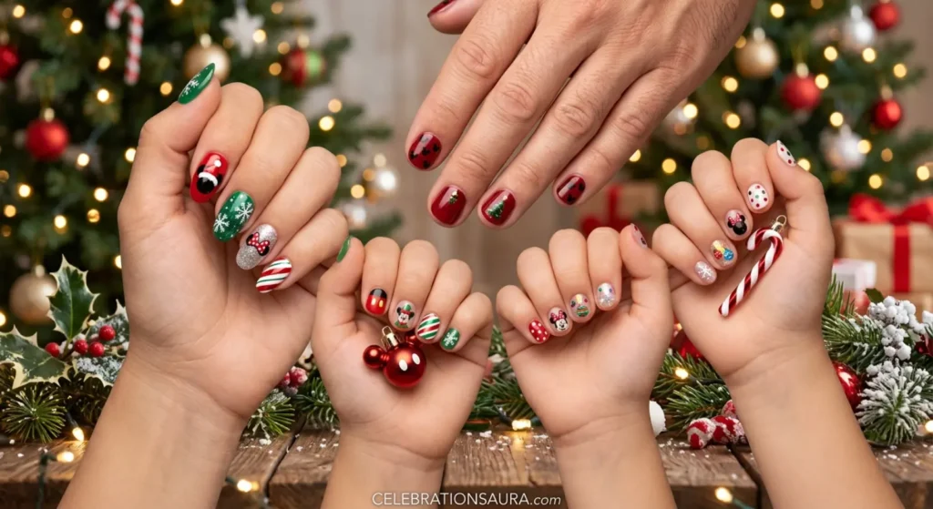 Disney Christmas Nails Inspo: Matching Family Set