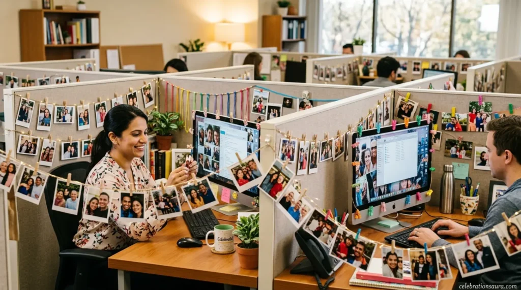 Dress Up Monitors and Cubicle Walls With Photo Garland