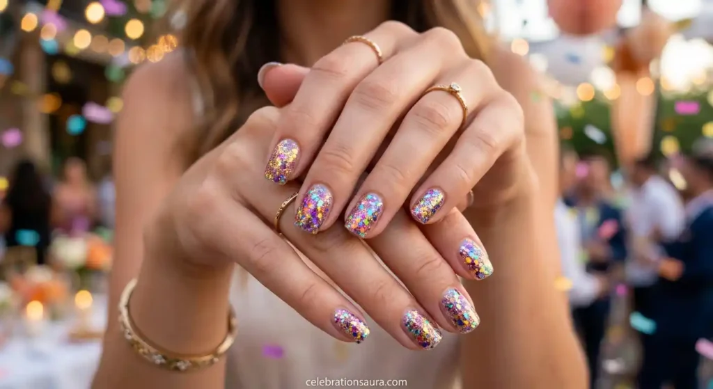 Color-Changing Confetti Nails