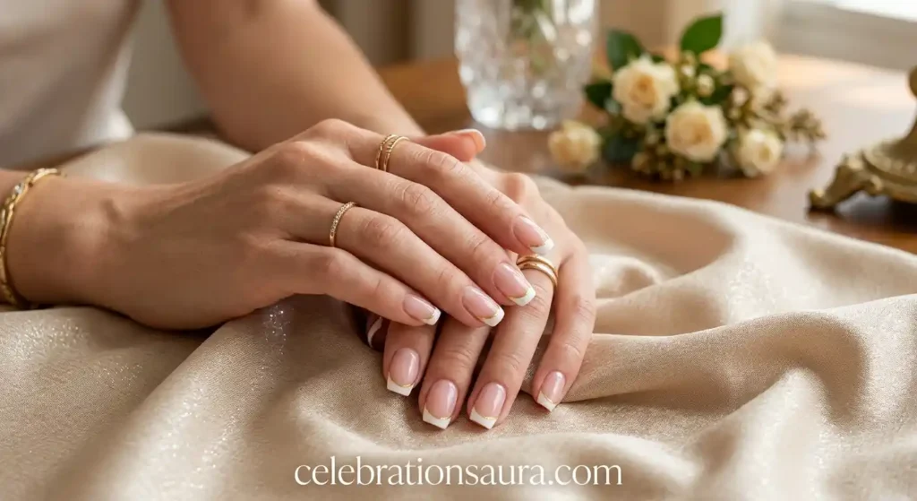 Elegant Gold-Line French Tips