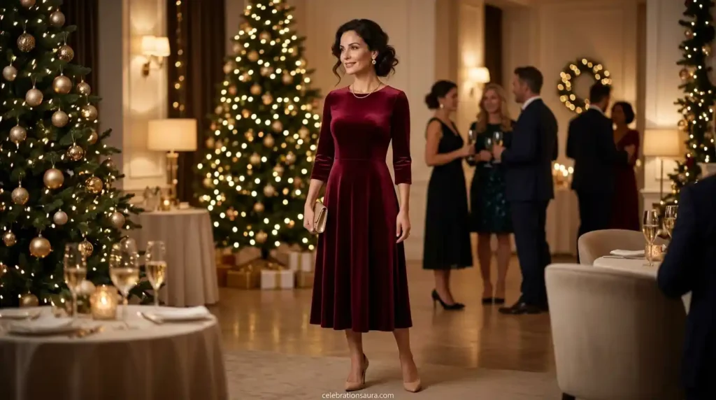  Choose a Burgundy Velvet Midi Dress