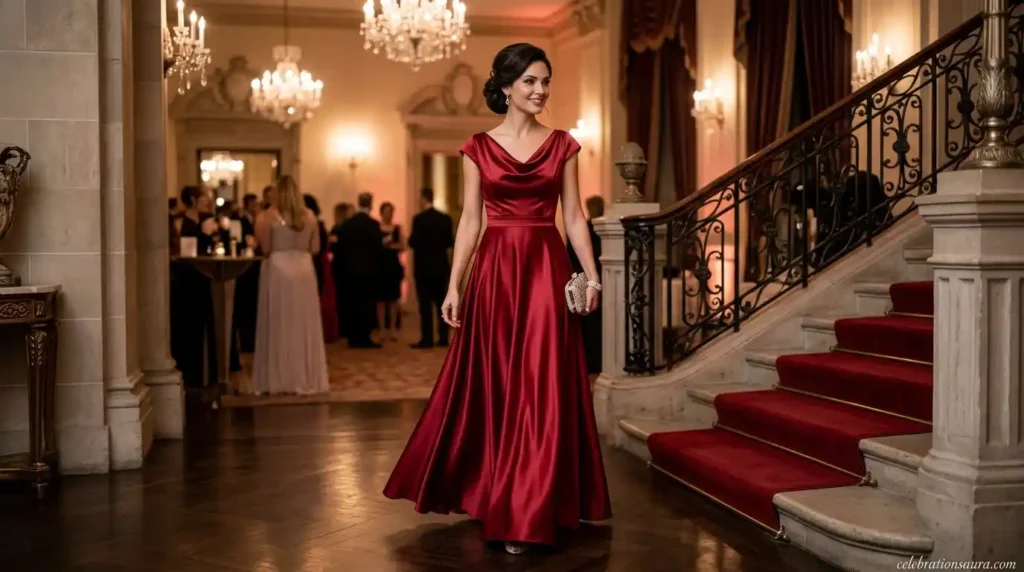 Go for an Elegant Red Satin Dress 