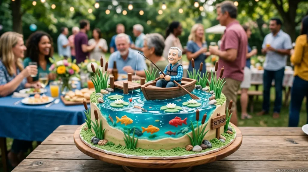 Fishing Lake Scene Cake