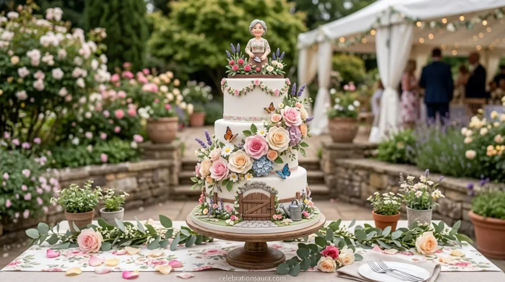 Garden-Themed Retirement Cake