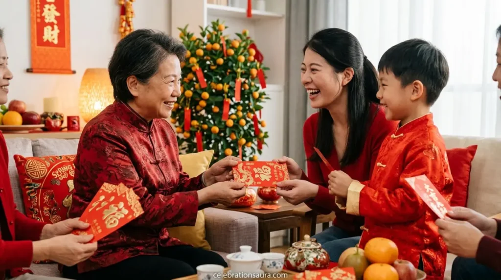 Give Lì Xì (Lucky Money) in Red Envelopes