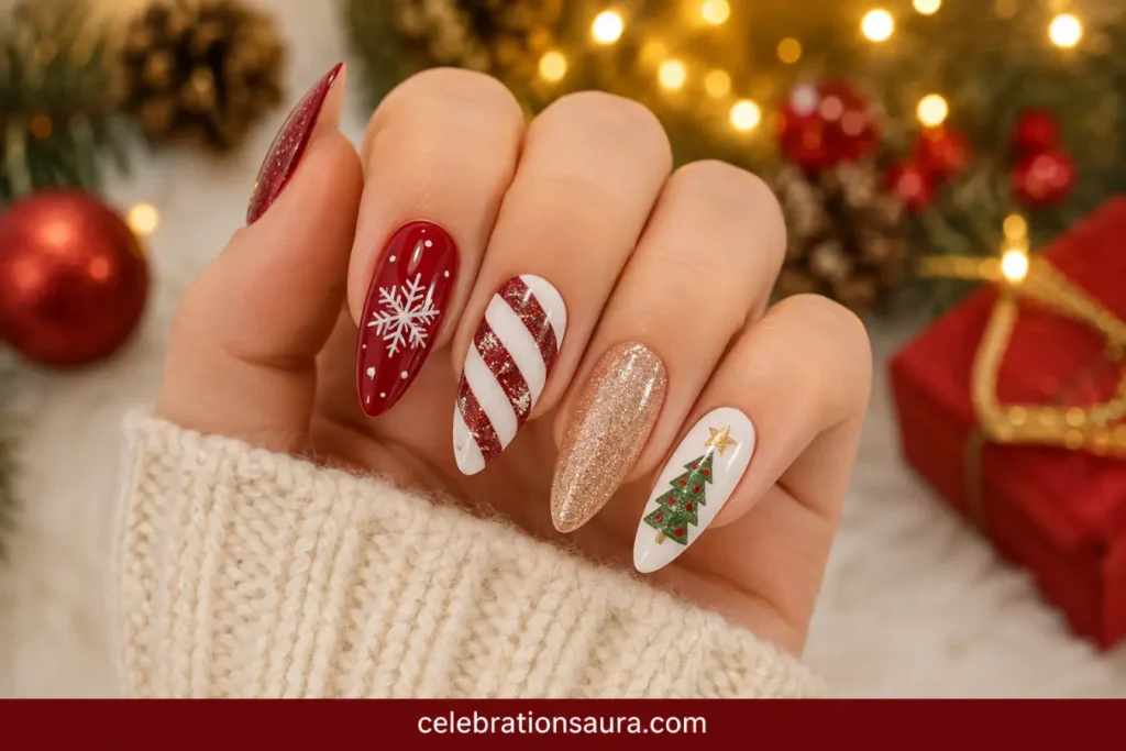 20+ Almond Christmas Nails Ideas That Will Steal the Holiday Spotlight