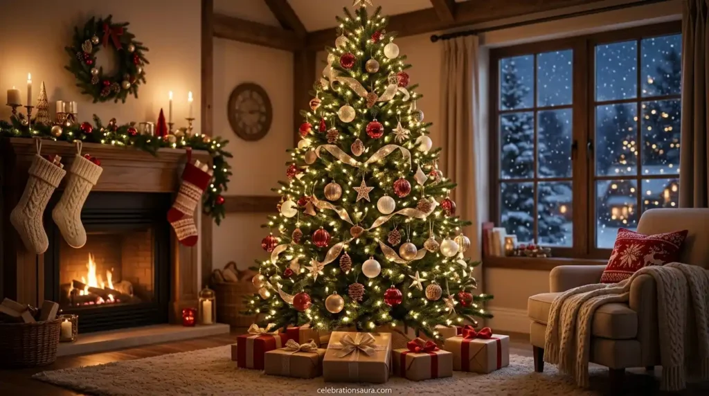  Christmas Tree Background Aesthetic With Soft Bokeh