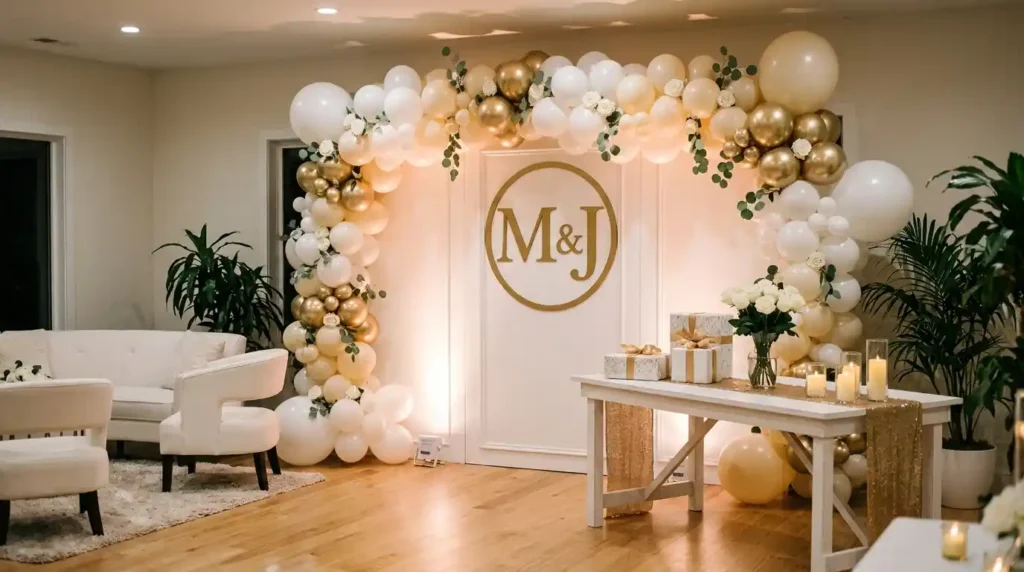 Create a White and Gold Balloon Backdrop
