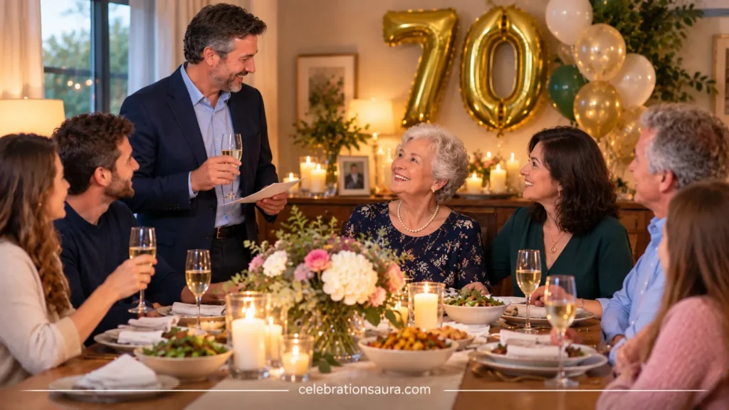 70th Surprise Birthday Party Ideas: Family Dinner With a Story Toast
