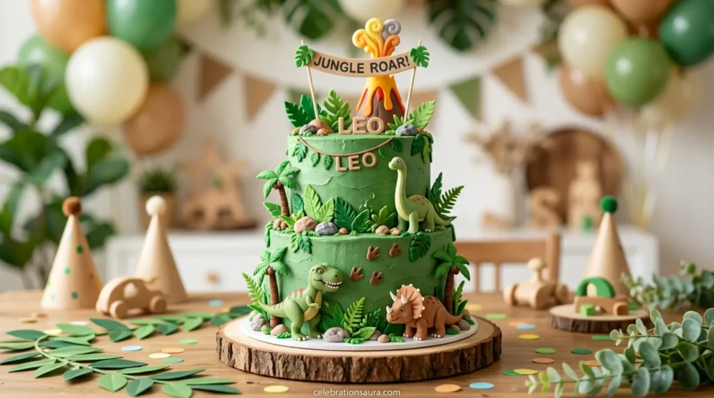Classic Green Dinosaur Birthday Cake