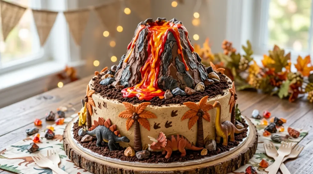 Dinosaur Volcano Birthday Cake